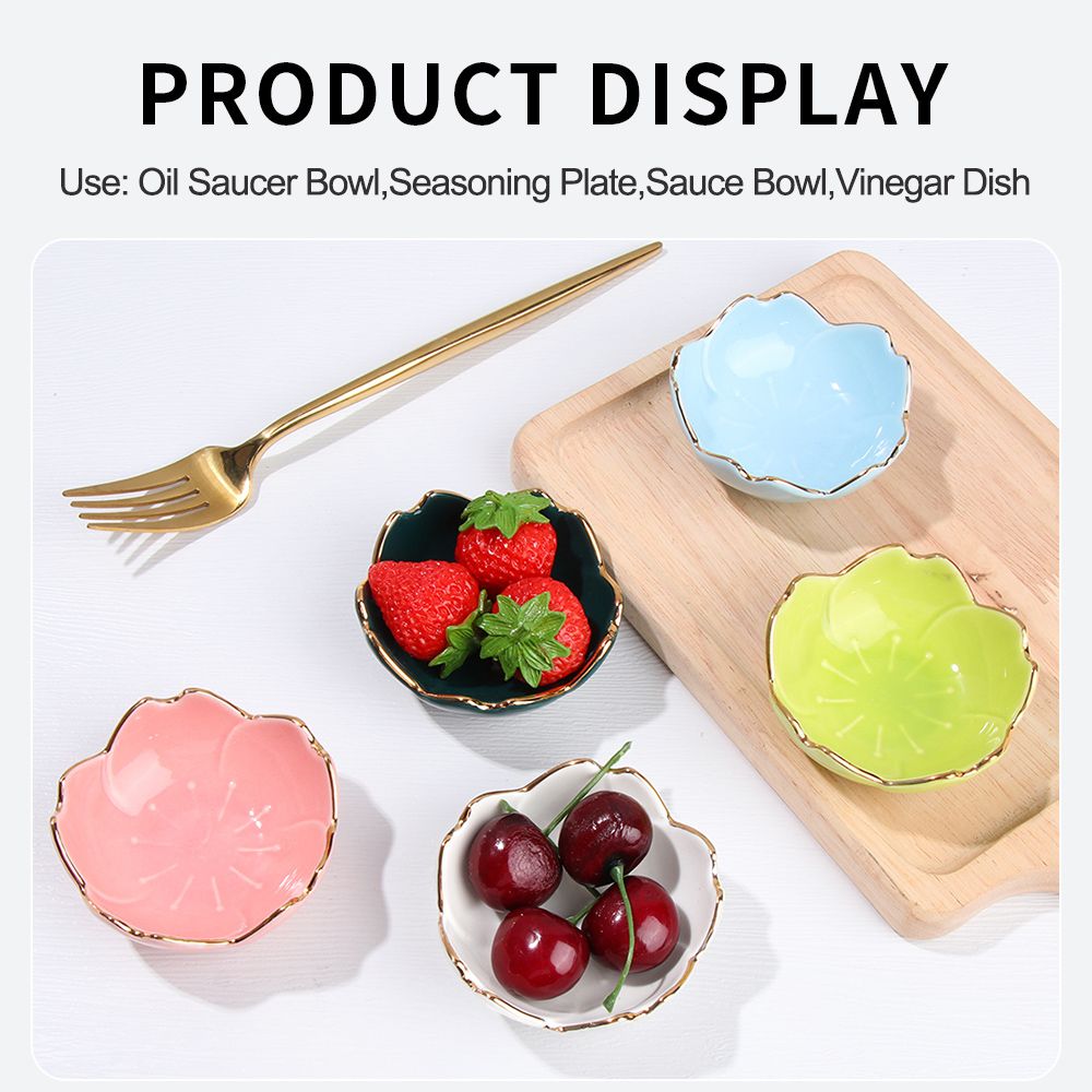 Container Tableware Vinegar Dish Kitchen Supplies Ceramic Flower Dishes Ceramic Plate Seasoning Plate Oil Saucer Bowl